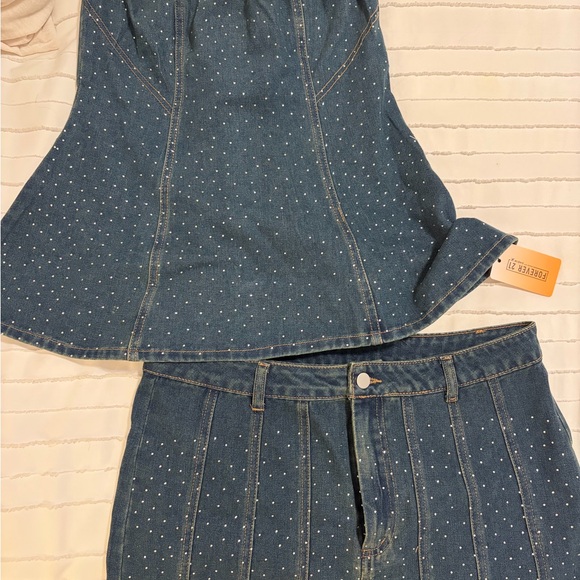Forever 21 Dresses & Skirts - Blue Denim & Crystal Two-Piece Set- New with Tags